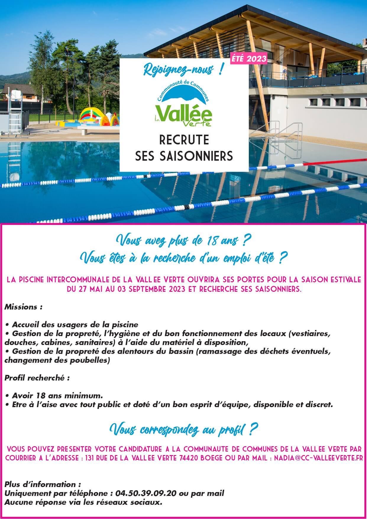 Offre emploi - Valée verte recrute des saisonniers